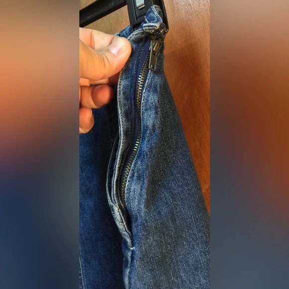 Denim Skirt Midi (31.5” Long) Boho Modest Cotton Back Slit 31” Waist w/2 Pockets - Picture 4 of 4